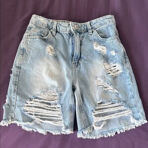 Distressed Denim Juniors Shorts Size 1